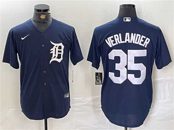 Men%27s Detroit Tigers #35 Justin Verlander Navy Cool Base Stitched Baseball Jersey->detroit tigers->MLB Jersey